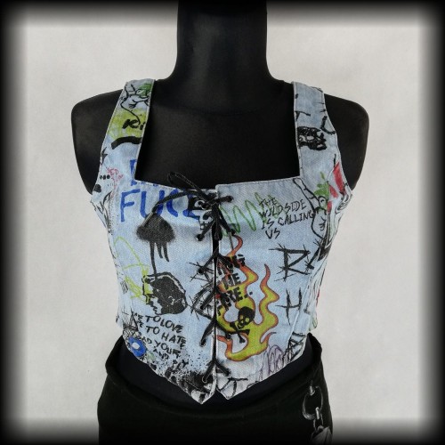 Bluzka Jaded London L jeansowa crop top rock punk.jpg