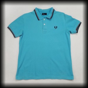 Polo Fred Perry M jasno niebieskie z czerwono granatową lamówką