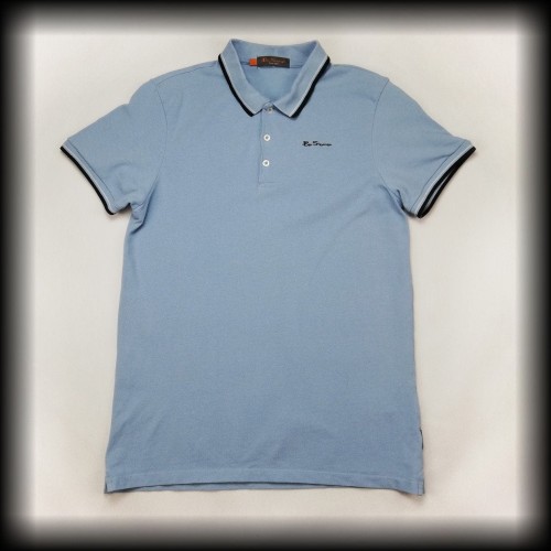 Polo Ben Sherman L jasno niebieskie z czarno białą lamówką.jpg