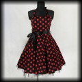 Sukienka Pin Up Hearts &amp; Roses XLXXL czarna w czerwone groszki.jpg