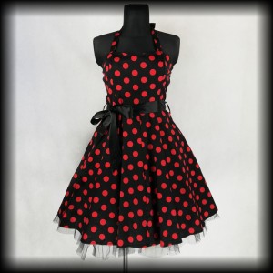 Sukienka Pin Up Hearts & Roses XL/XXL czarna w czerwone groszki  