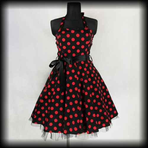 Sukienka Pin Up Hearts &amp; Roses XLXXL czarna w czerwone groszki.jpg