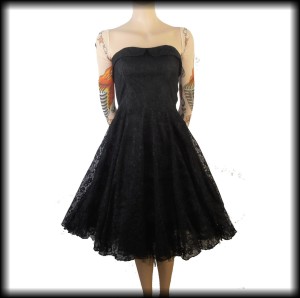 Sukienka Pin Up Gothic M czarna koronka
